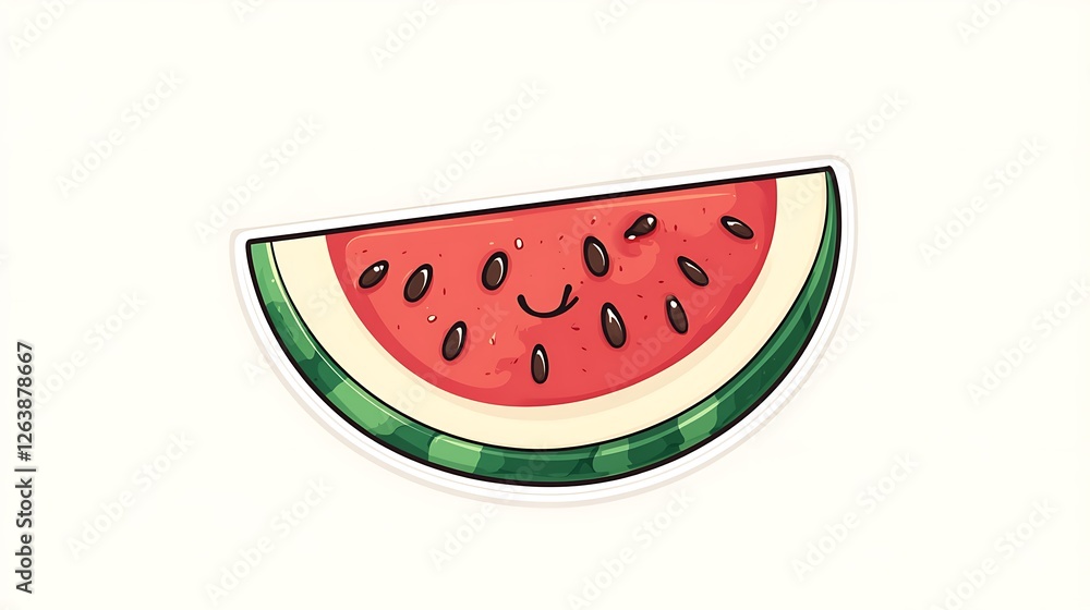 Smiling Watermelon Slice: A Delightful Summer Hand-Drawn Illustration AI Generated Smiling Watermelon Slice: A Delightful Summer Hand-Drawn Illustration AI Generated