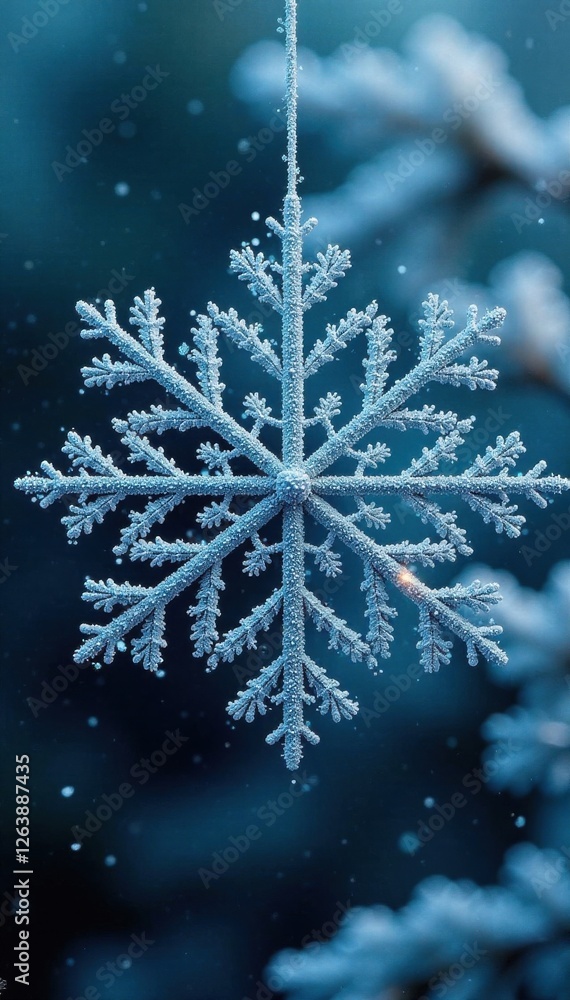 Ornate snowflake motif with delicate branches and frosty texture, snowflakes, pattern, frost Ornate snowflake motif with delicate branches and frosty texture, snowflakes, pattern, frost