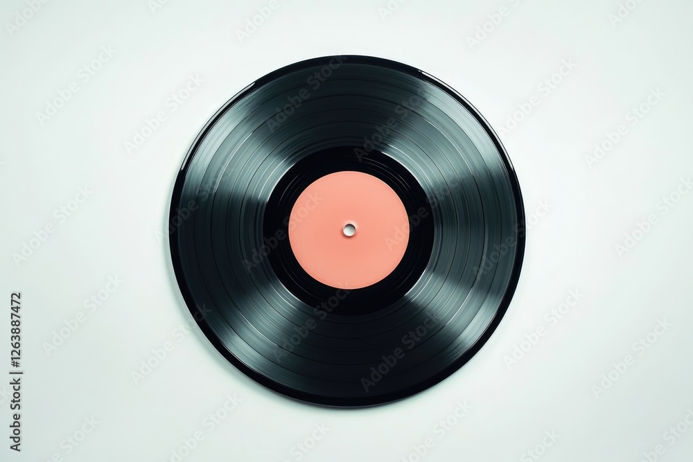 Classic Vinyl Record on a Smooth Surface with Pink Center Label, Nostalgic Music Vibes and Retro Style, Perfect for Music Lovers and Collectors Classic Vinyl Record on a Smooth Surface with Pink Center Label, Nostalgic Music Vibes and Retro Style, Perfect for Music Lovers and Collectors