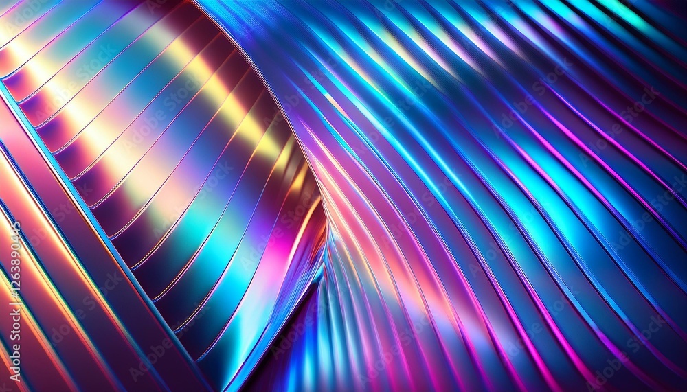 Fototapeta premium ホログラム風メタリックネオンの背景テクスチャ
