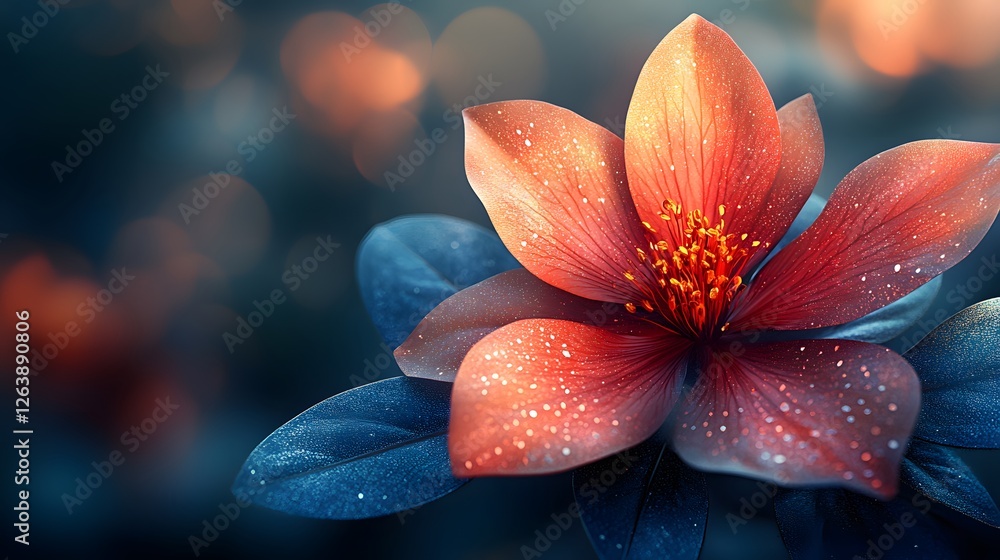 Fototapeta premium Enchanting blossom, intricate petals of serenity and luminous sparkles