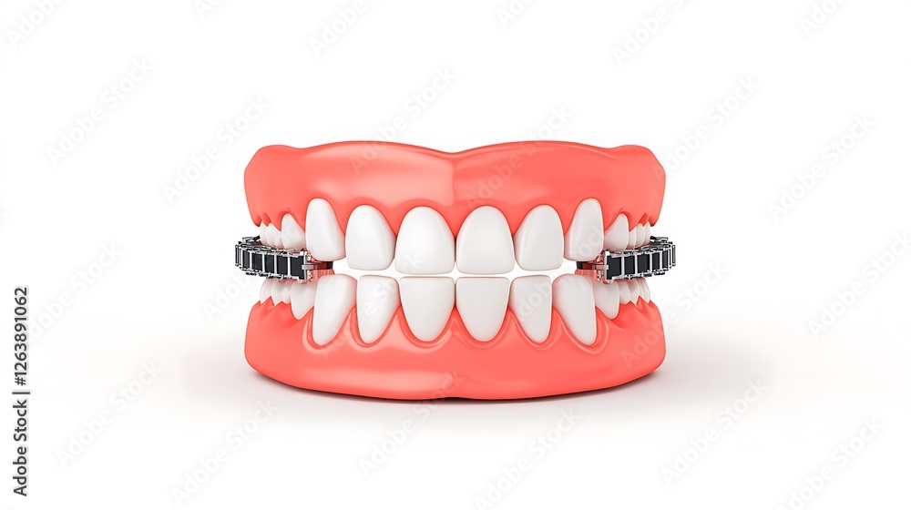 3D Render of Teeth with Lingual Braces AI Generated 3D Render of Teeth with Lingual Braces AI Generated