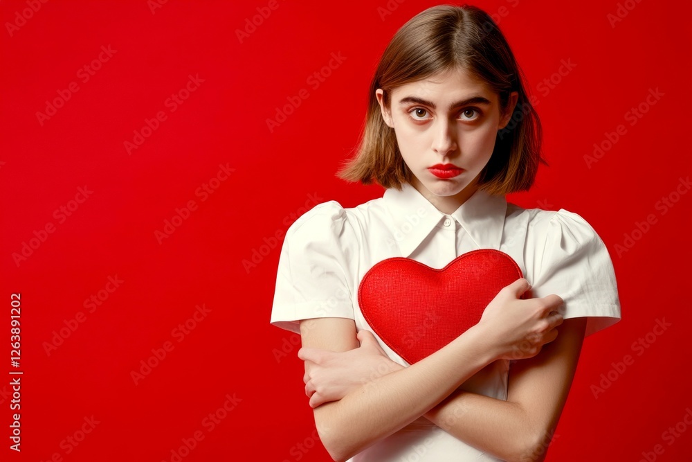 Impressive striking image of pretty loving caucasian young girl - commercial digital ads design idea art. Valentine's day greeting from woman or for woman. Love and commitment. Girl and heart. Impressive striking image of pretty loving caucasian young girl - commercial digital ads design idea art. Valentine's day greeting from woman or for woman. Love and commitment. Girl and heart.