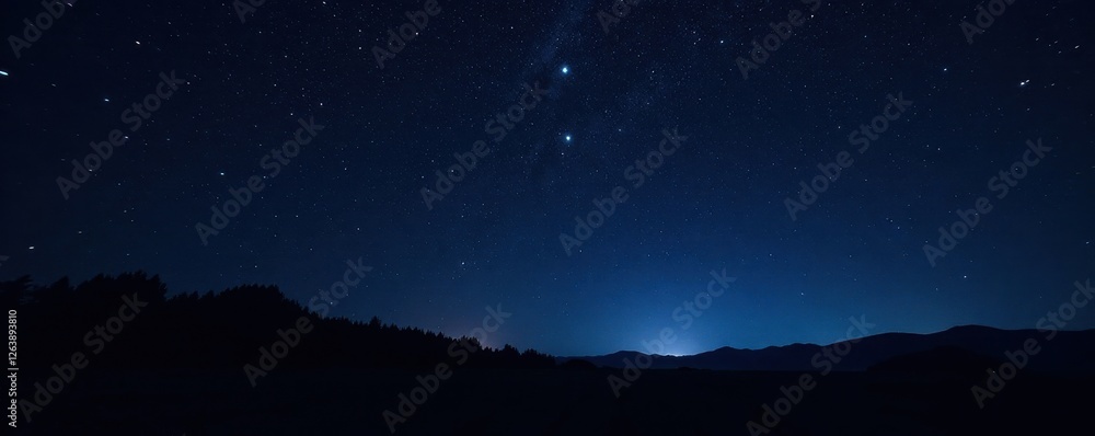 Dark celestial night with twinkling stars against a black canvas, stars, cosmos Dark celestial night with twinkling stars against a black canvas, stars, cosmos