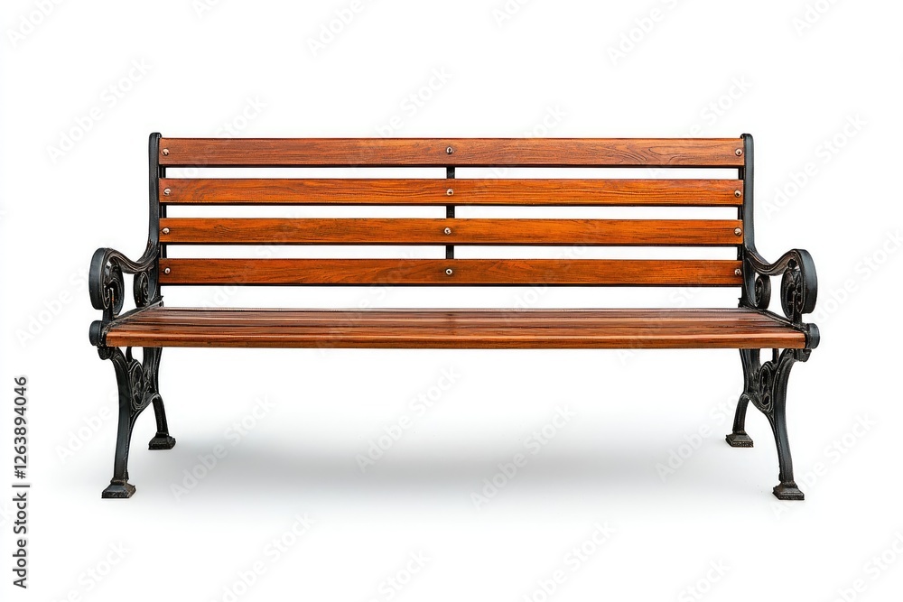 Elegant and Durable Park Bench with Wooden Slats and Cast Iron Frame for Urban and Garden Settings, Ideal for Outdoor Relaxation and Social Gathering Elegant and Durable Park Bench with Wooden Slats and Cast Iron Frame for Urban and Garden Settings, Ideal for Outdoor Relaxation and Social Gathering