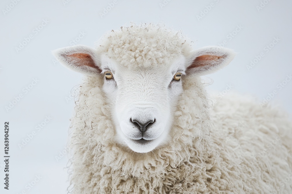Cute and fluffy white sheep with soft wool and gentle expression, perfect for farm, nature, and animal-themed projects and publications Cute and fluffy white sheep with soft wool and gentle expression, perfect for farm, nature, and animal-themed projects and publications