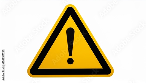 A vector silhouette of a yellow triangle sign with a black exclamation mark, on a transparen. photo