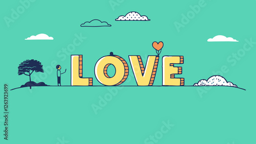 abstract vector background with Love text