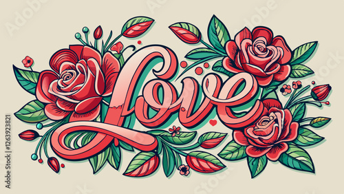 abstract vector background with Love text