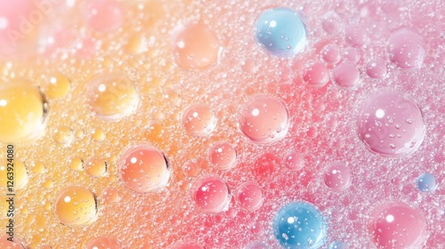 Wallpaper Mural Pastel oil droplets on water, colorful background, macro shot, cosmetic texture Torontodigital.ca