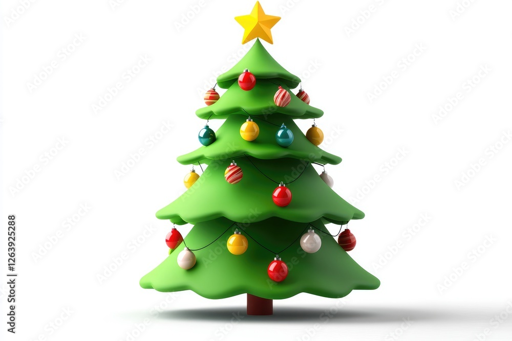 Bright and Colorful Christmas Tree with Star and Ornaments Perfect for Holiday Celebrations and Festive Decorations in a Celebratory Setting Bright and Colorful Christmas Tree with Star and Ornaments Perfect for Holiday Celebrations and Festive Decorations in a Celebratory Setting