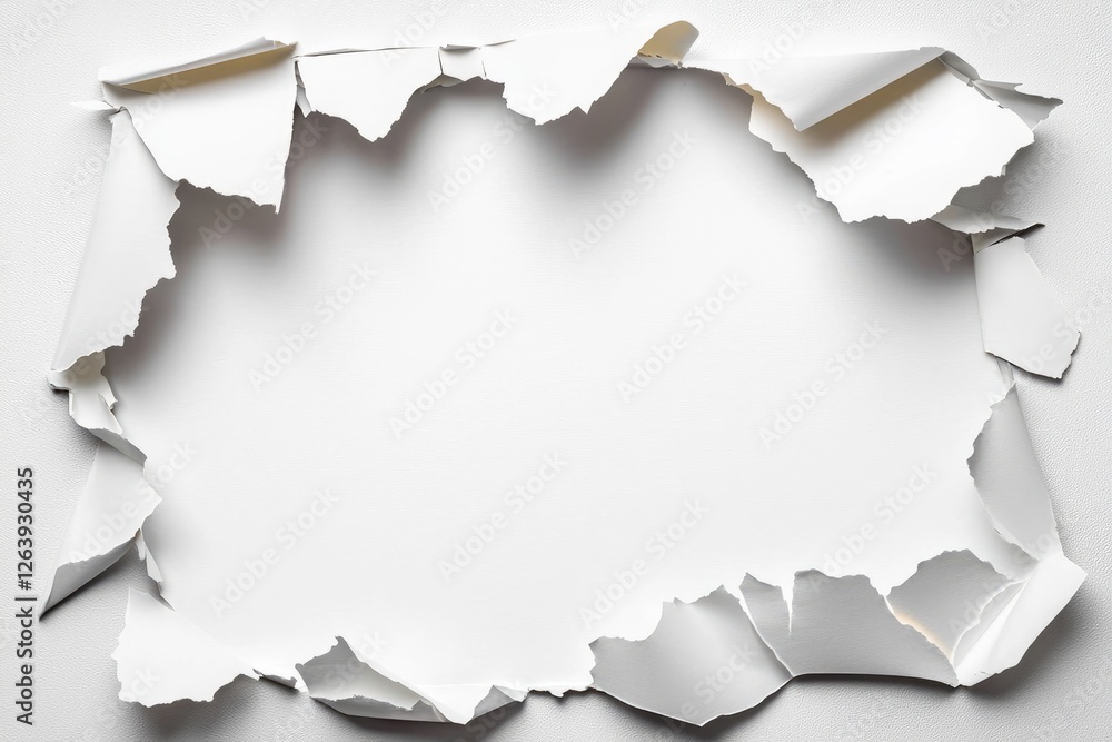 Torn Paper Frame with White Background, Perfect for Adding Text or Images, Ideal for Creative Designs and Art Projects, Versatile and Clean Aesthetic Torn Paper Frame with White Background, Perfect for Adding Text or Images, Ideal for Creative Designs and Art Projects, Versatile and Clean Aesthetic