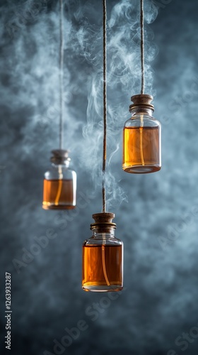 Aromatic oils hanging smoky background