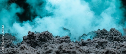 Ash, blue smoke, volcanic landscape, texture background