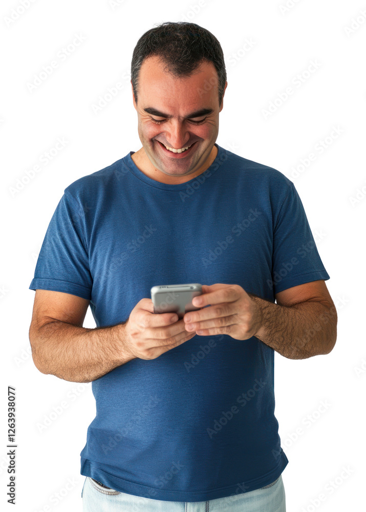 PNG Using a phone happy man portrait. PNG Using a phone happy man portrait.