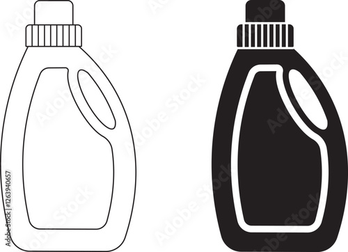 outline silhouette Dishwashing liquid icon set