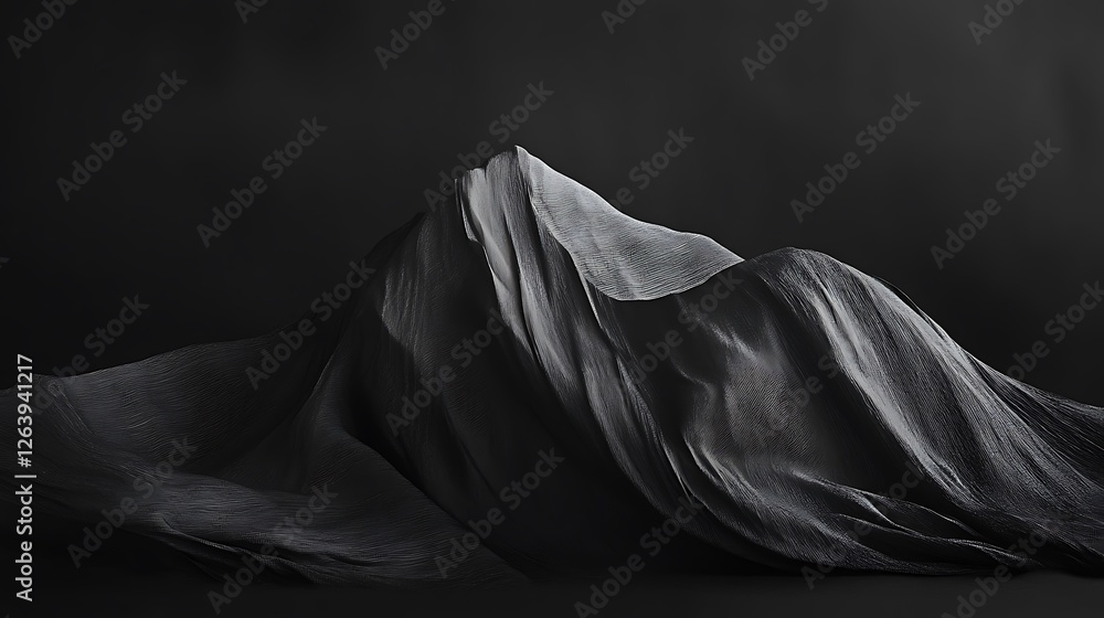 Monochromatic fabric cascade creating a peak in an abyss of shadow Monochromatic fabric cascade creating a peak in an abyss of shadow