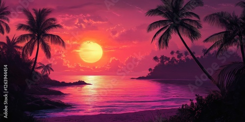 Sunset reflection over tranquil beach tropical island landscape photography serene environment artistic viewpoint