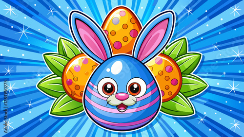 easter bunny with easter eggs