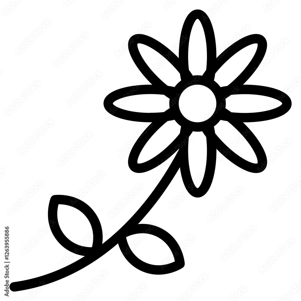 Simple Outline Flower Icon for Design Simple Outline Flower Icon for Design