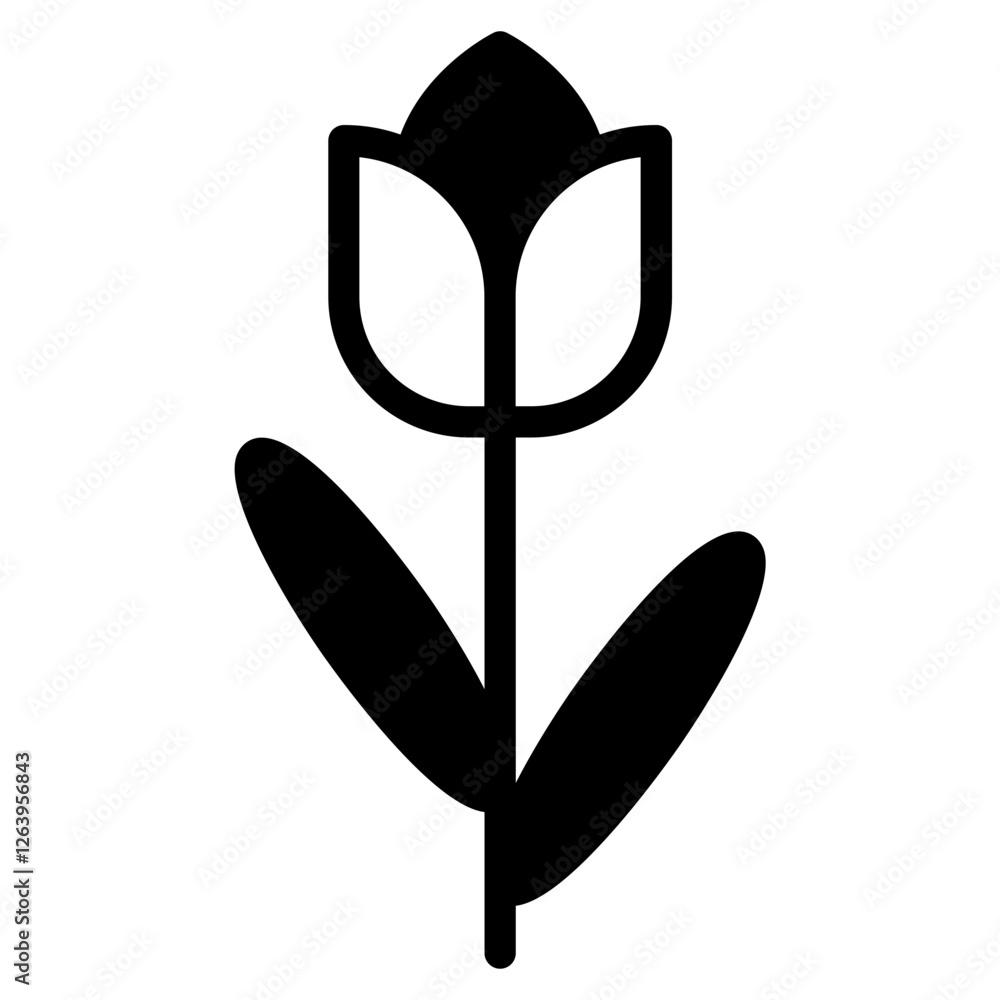 Stylized Black Flower Icon for Modern Design Stylized Black Flower Icon for Modern Design