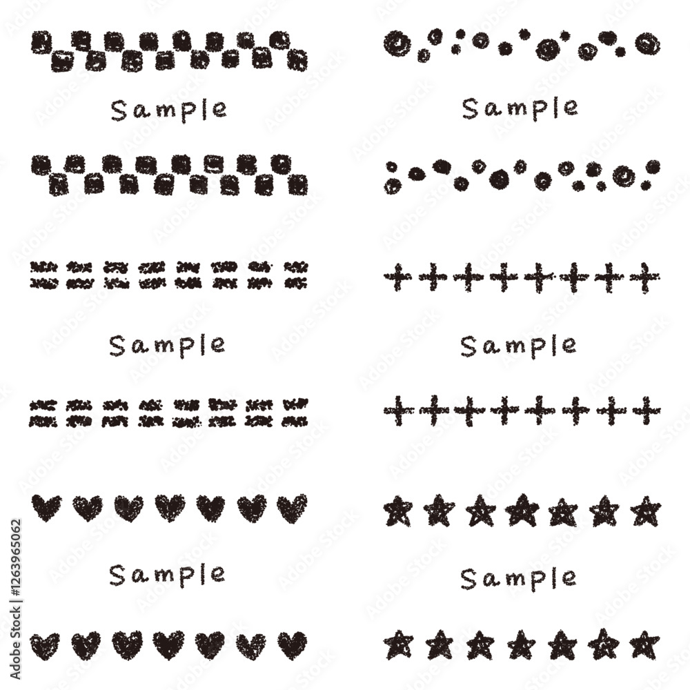 Obraz premium 手描きのクレヨン素材 いろいろなフレームセット