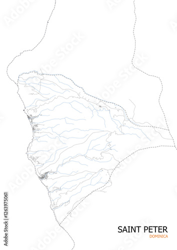 vector map of buildings, highways and waterways in the saint pater parish area of the country of dominica 