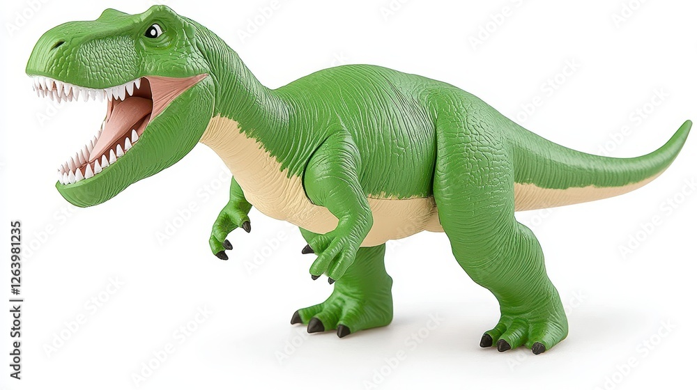 Green Plastic Dinosaur Figurine with Open Mouth and Sharp Teeth Green Plastic Dinosaur Figurine with Open Mouth and Sharp Teeth