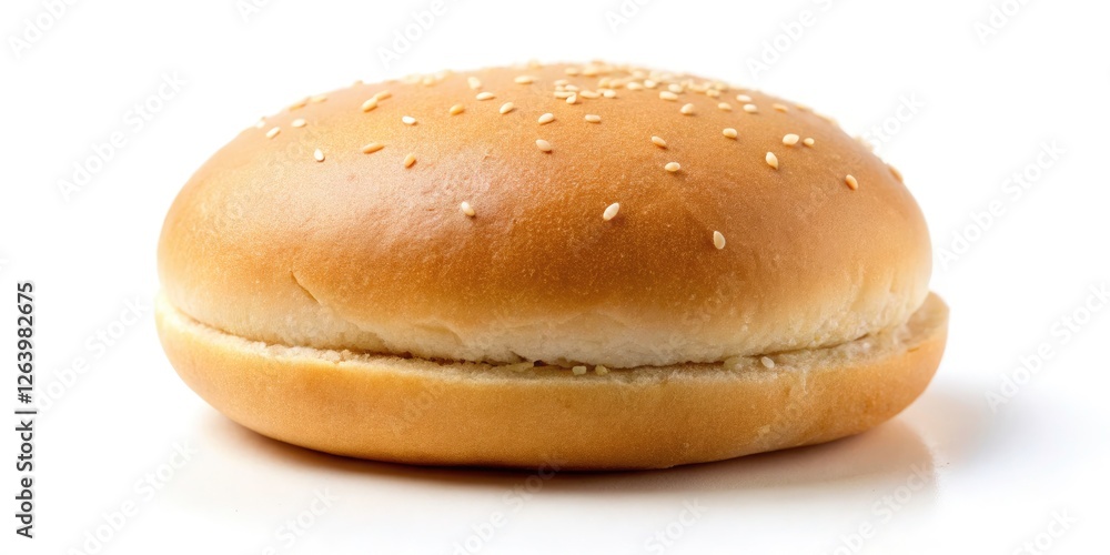 Minimalist Hamburger Bun, Isolated White Background, Bakery Food Photography, Bread Texture, Closeup Bun Minimalist Hamburger Bun, Isolated White Background, Bakery Food Photography, Bread Texture, Closeup Bun