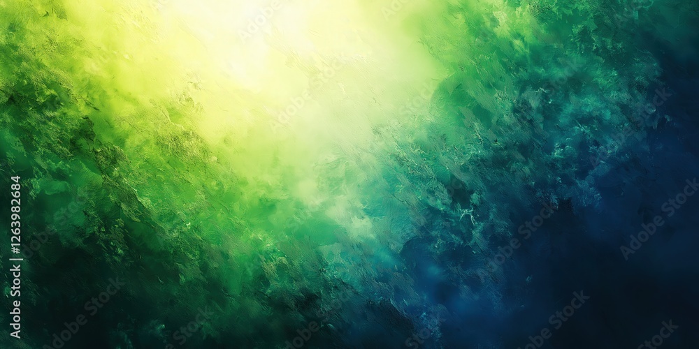 Obraz premium Vibrant abstraction swirls in a kaleidoscope of vivid greens, blues, and yellows, forming a captivating, textured dance on canvas, where hues seamlessly meld into a dynamic masterpiece
