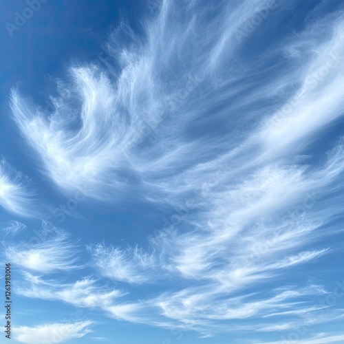 Serene blue sky adorned with wispy clouds, creating a tranquil atmosphere for relaxation