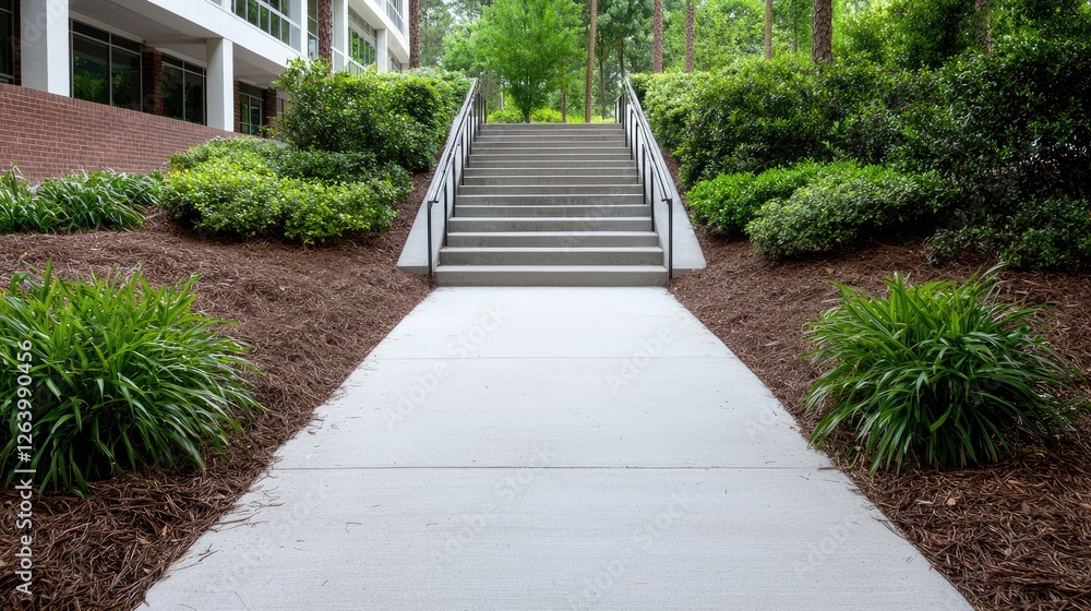 Office Building Exterior Stairs and Pathway Office Building Exterior Stairs and Pathway