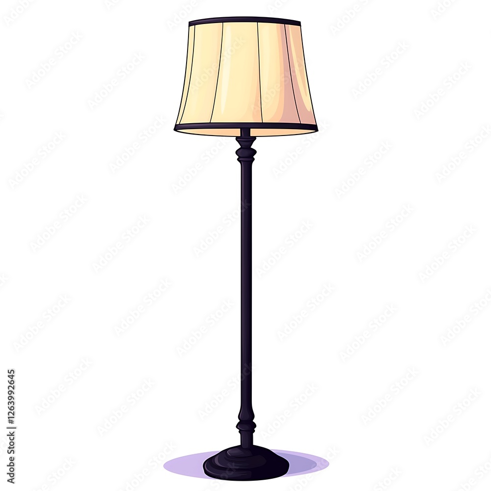 Elegant Floor Lamp with Cream Shade - Interior Design Element. Elegant Floor Lamp with Cream Shade - Interior Design Element.