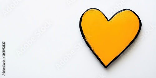 A vibrant orange heart with a bold black outline. Bright yellow tops contrast with its deepened lower half, evoking warmth and energy