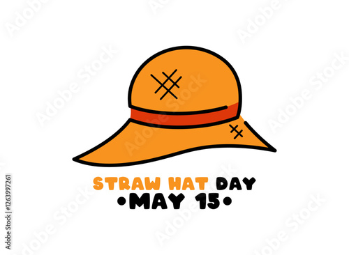 Straw Hat Day. May 15. White background.