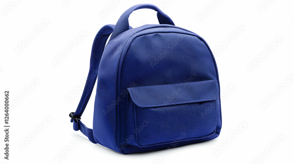 Fototapeta premium Stylish blue backpack, perfect for school, travel or everyday use. Durable and practical design.