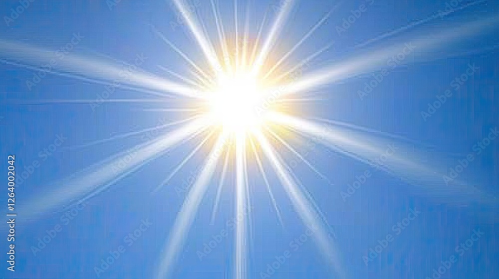Bright sun radiating over a clear blue sky, symbolizing warmth and outdoor activities Bright sun radiating over a clear blue sky, symbolizing warmth and outdoor activities