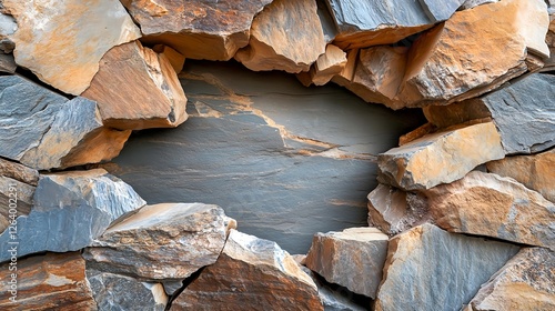 Wallpaper Mural Stone Wall Frame, Grey Slate, Rough Texture - Natural textures Torontodigital.ca