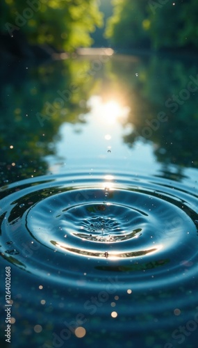Glistening water droplets on a lake or pond surface , water, water drop, ripples