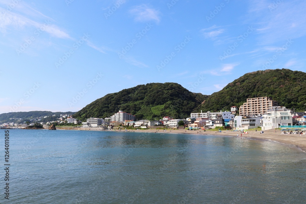 The serene and beautiful Akiya Beach, located near Hayama on the west coast of Miura Peninsula, Yokosuka, Japan. The serene and beautiful Akiya Beach, located near Hayama on the west coast of Miura Peninsula, Yokosuka, Japan.