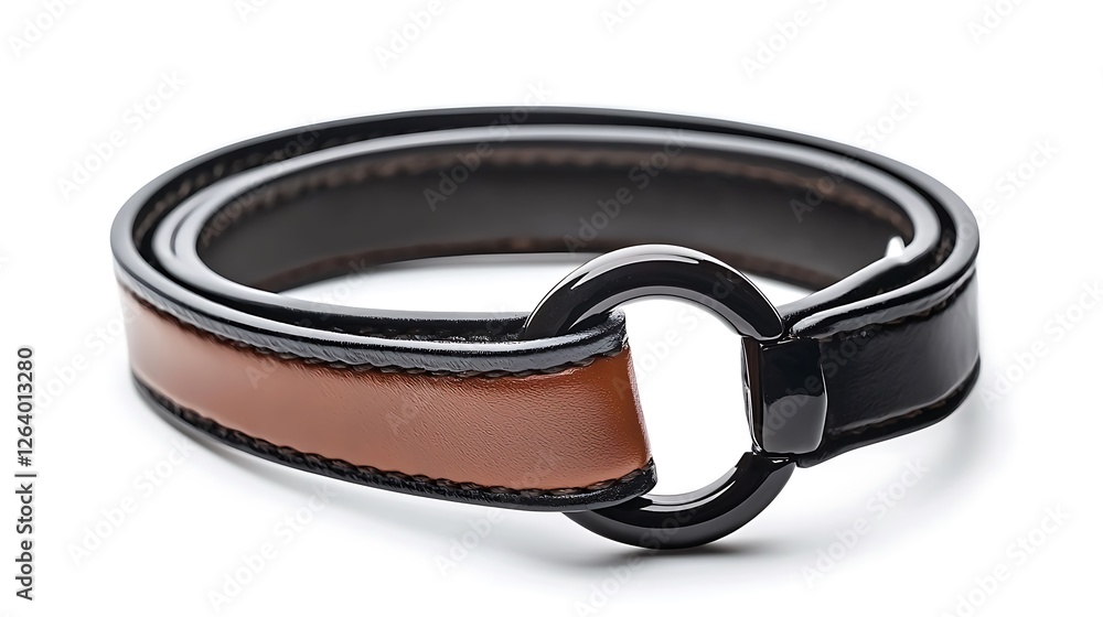 Stylish brown leather and black metal bracelet Stylish brown leather and black metal bracelet