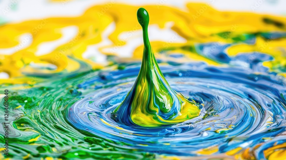Vibrant paint splash creating a colorful ripple effect on a white canvas background Vibrant paint splash creating a colorful ripple effect on a white canvas background