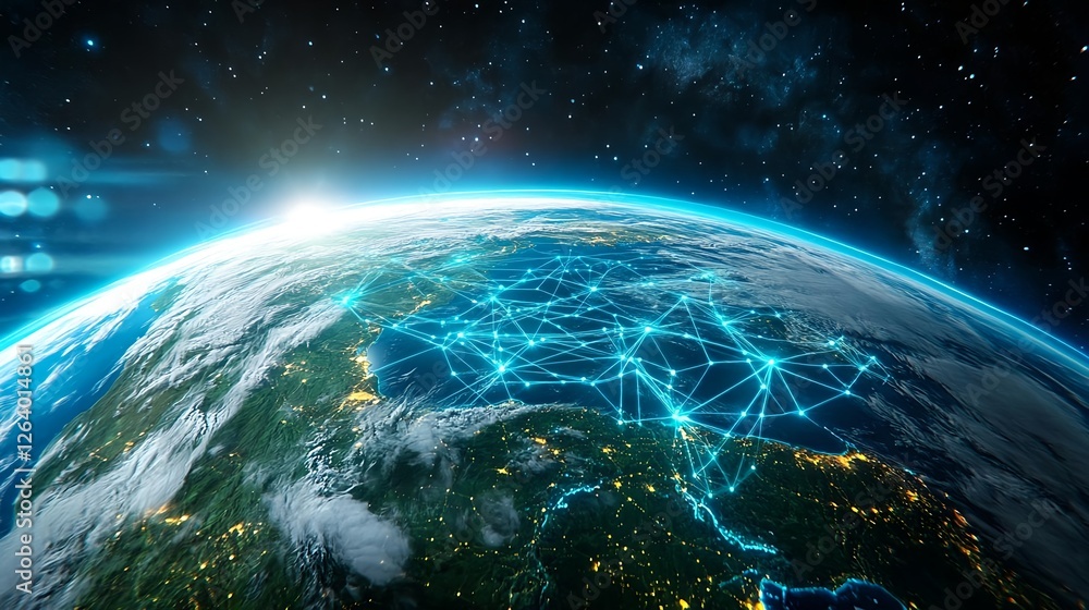 Obraz premium Global Network, Earth Connection, Digital World - Global Connectivity
