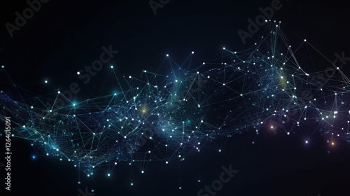 Abstract lines and dots connection background. Technological connection digital data and big data concept. Created with Generative AI Technology	
