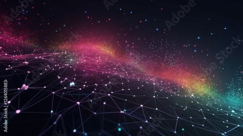 Abstract lines and dots connection background. Technological connection digital data and big data concept. Created with Generative AI Technology	
