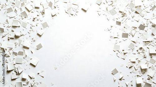 Abstract white squares confetti border