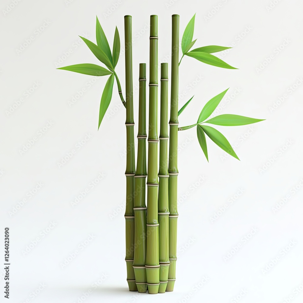 Obraz premium bamboo, 3d style imitation, cartoon icon, white background