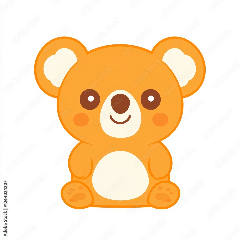 Fototapeta premium Adorable Orange Koala Bear Cartoon Illustration