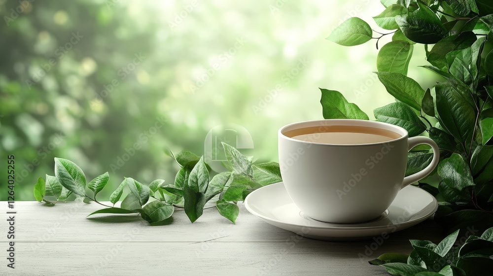 Cup of coffee and cup of tea on wooden table with empty space for text in realistic photography Cup of coffee and cup of tea on wooden table with empty space for text in realistic photography