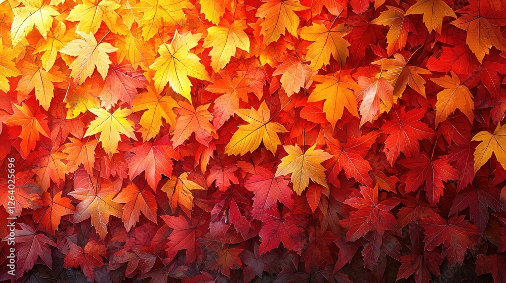 Vibrant autumn leaves in a gradient of red, orange, and yellow, creating a warm seasonal backdrop Vibrant autumn leaves in a gradient of red, orange, and yellow, creating a warm seasonal backdrop